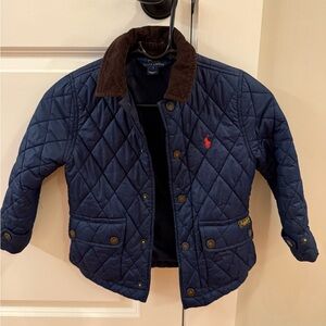 Ralph Lauren Blue Quilted Puffer Jacket with Diamond Pattern